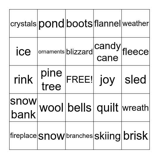 Winter Bingo Card