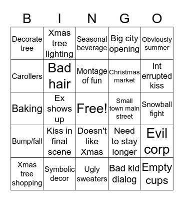 Hallmark Christmas Bingo Card