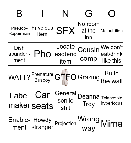 Emotional Baggage Bingo Card