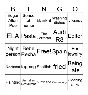 Ms. Salvadore's Bingo Card