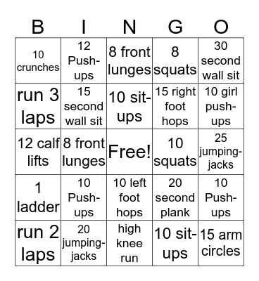 YW Physical Bingo Card