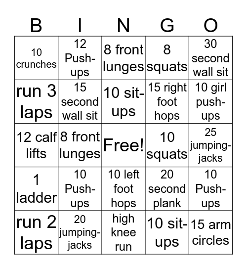 YW Physical Bingo Card