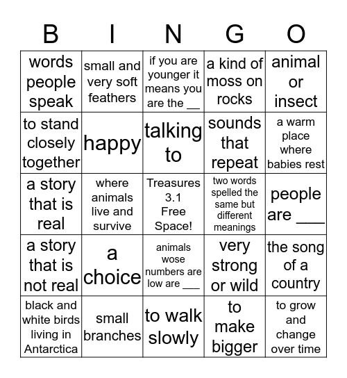 THINKO: T3.1 Units 3-4 Vocabulary Review Bingo Card