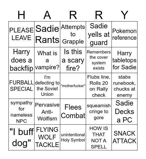 Tom Dnd Bingo Card