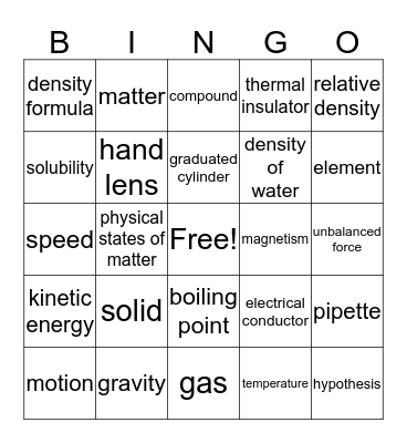 First Semester Review Bingo Card