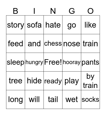Sprout A2 Unit 5-8 Vocabulary Bingo Card