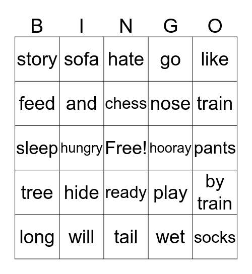 Sprout A2 Unit 5-8 Vocabulary Bingo Card