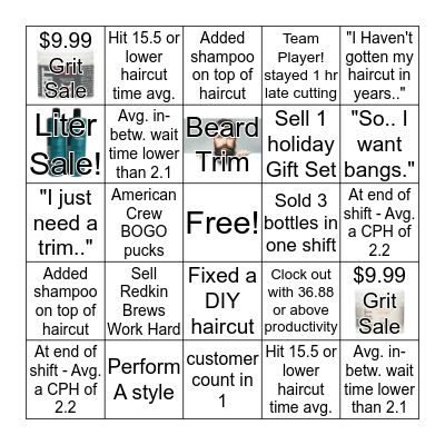 2020 January Haircut Sale Bingo Card