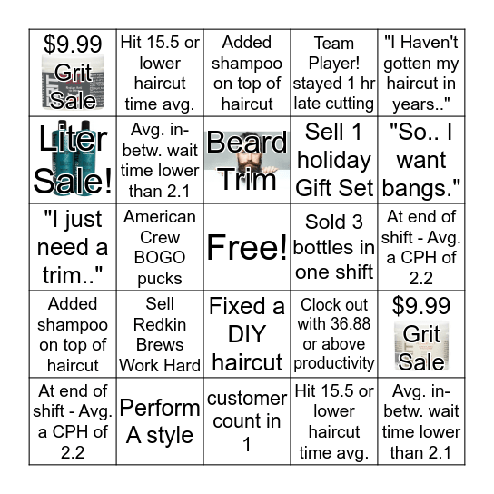 2020 January Haircut Sale Bingo Card