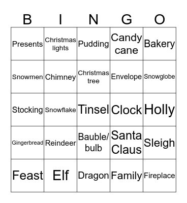 CHRISTMAS Bingo Card