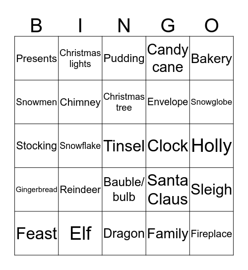 CHRISTMAS Bingo Card