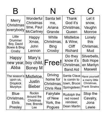 Kerstbingo SAMH 2019 Bingo Card