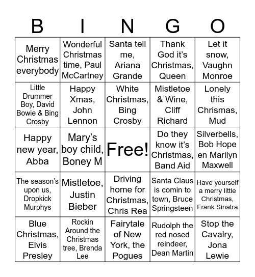 Kerstbingo SAMH 2019 Bingo Card