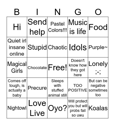 Chaotic Hibiki Much Bingo Card