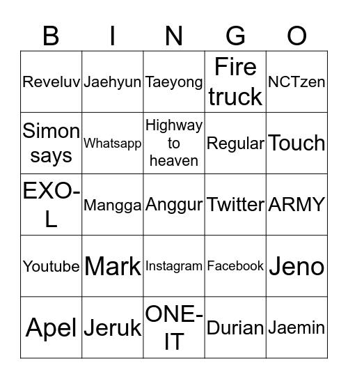 Ssulgi Bingo Card