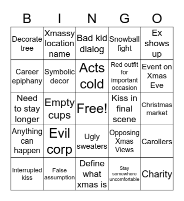 Hallmark Christmas Bingo Card