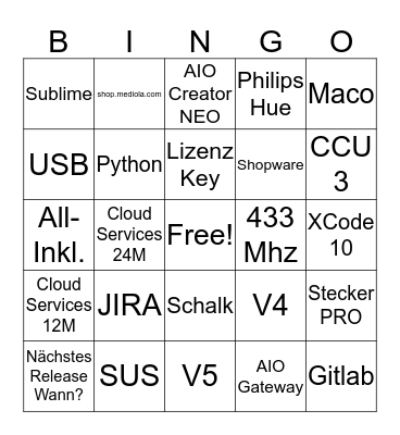 mediola Bingo Card