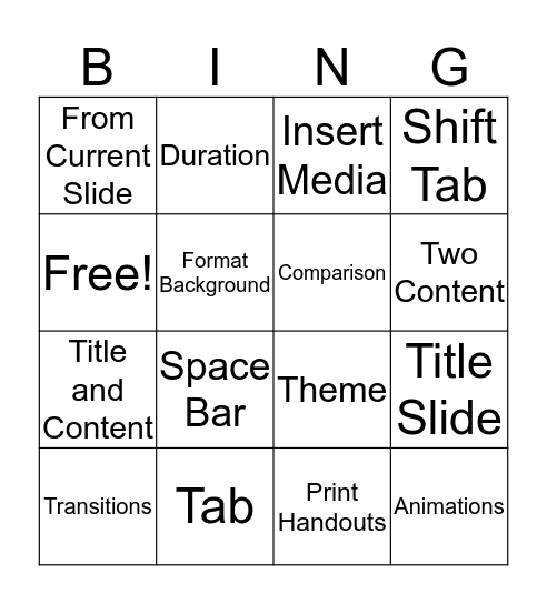 PowerPoint Bingo Card