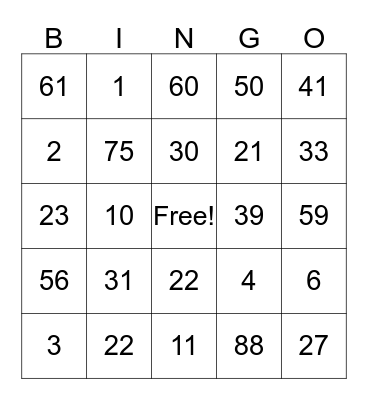 Christmas Bingo Card