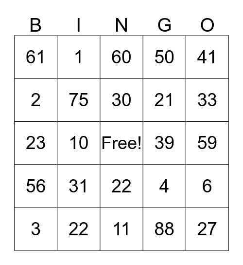 Christmas Bingo Card