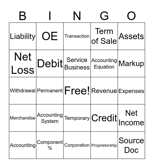 Accounting Final Bingo Card