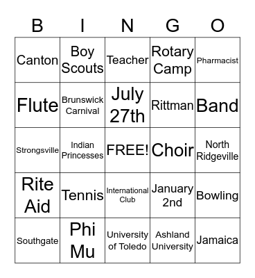 Heather's Bridal Shower  Bingo Card