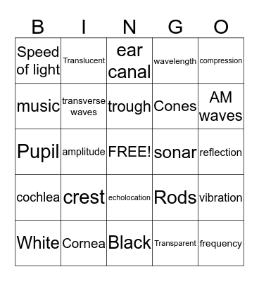 Science Bingo Card