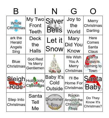 Christmas Carol Bingo Card