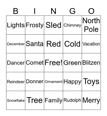 Christmas Bingo Card