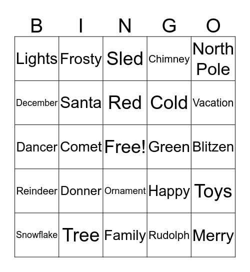 Christmas Bingo Card