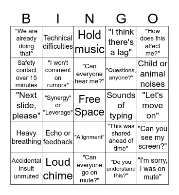 Conference Call Bingo Card