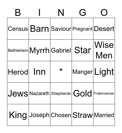 Nativity Bingo! Bingo Card