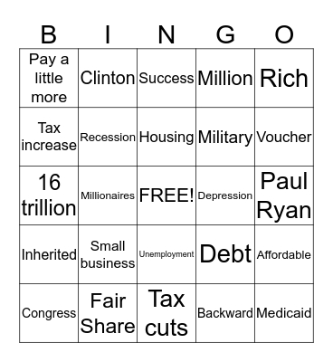 CCYR Debate BINGO! Bingo Card