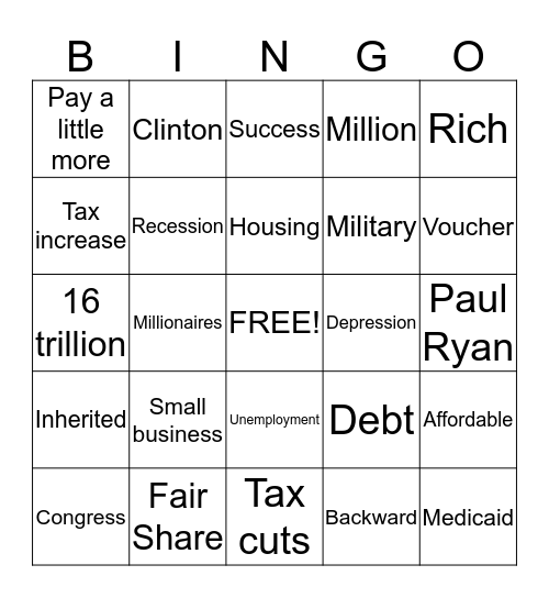 CCYR Debate BINGO! Bingo Card