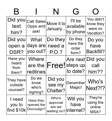 Week Before Christmas  Bingo Card