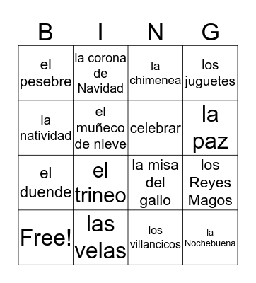 la Navidad Bingo Card