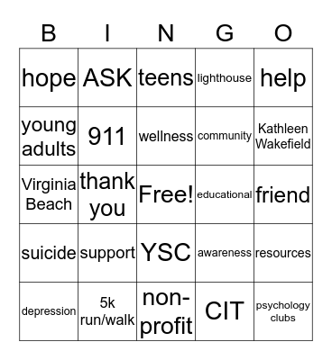 I Need A Lighthouse Bingo Card