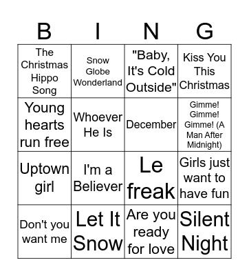 Xmas songs 4 Bingo Card
