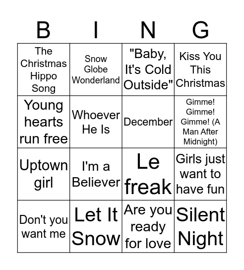 Xmas songs 4 Bingo Card