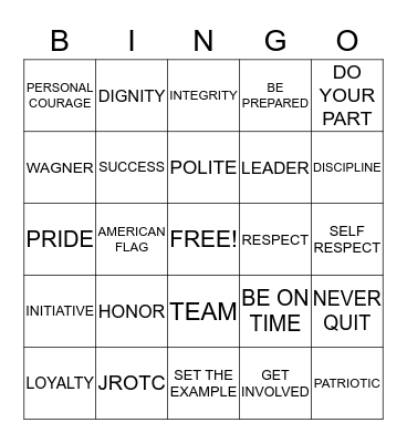 JROTC BINGO Card