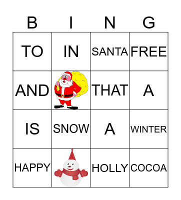 Word Bingo Card