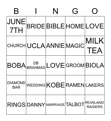 CREATE A ROW AND YELL "We Love DANNIE"! Bingo Card