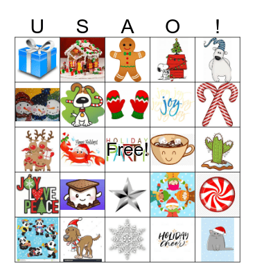 USAO Holiday Party Bingo Card