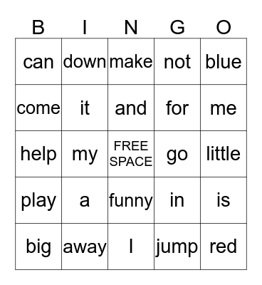 Sight Word (PP) Bingo Card