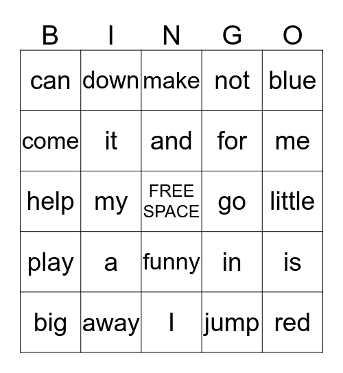 Sight Word (PP) Bingo Card