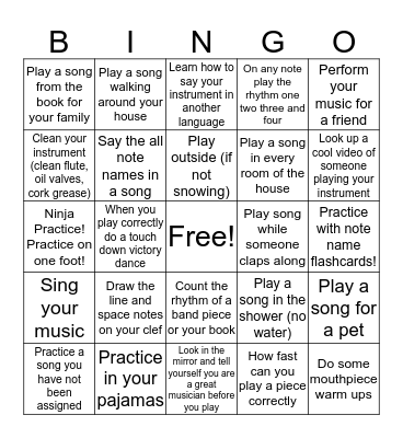 Winter Break Bando Bingo Card