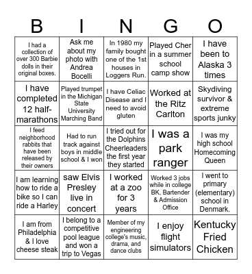 Olympic Heights Holiday Party Bingo Card