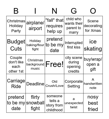 Hallmark Movie Christmas Bingo Card