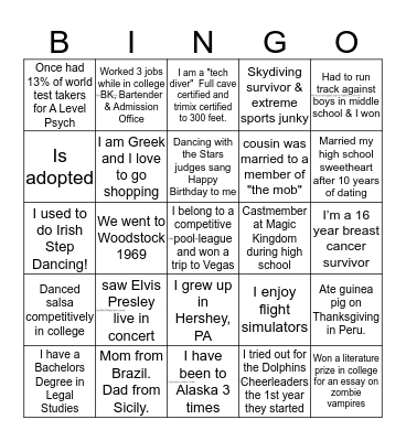 Olympic Heights Holiday Party Bingo Card