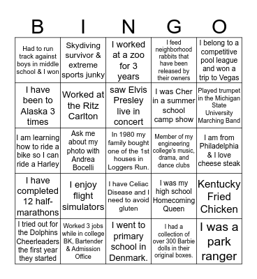 Olympic Heights Holiday Party Bingo Card